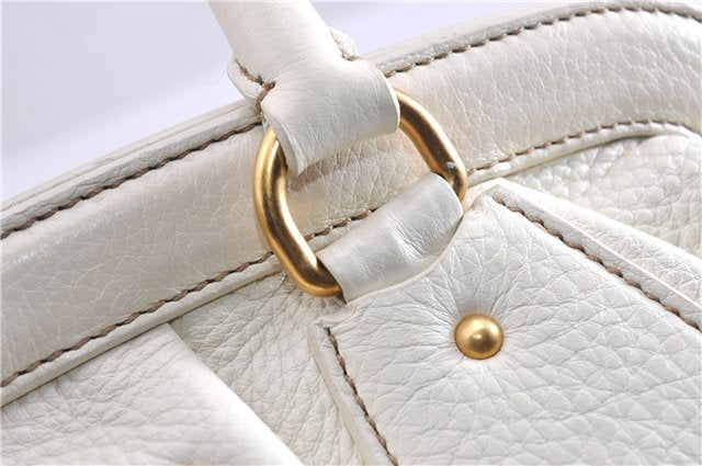 Authentic PRADA VIT DAINO Leather Nappa Shoulder Hand Bag BN1529 White 7819F