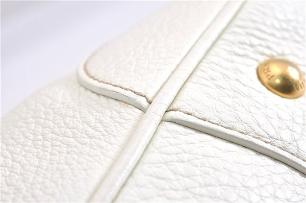 Authentic PRADA VIT DAINO Leather Nappa Shoulder Hand Bag BN1529 White 7819F