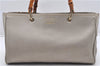 Authentic GUCCI Bamboo Shopper Medium 2Way Hand Bag Leather Metallic Beige 7821F