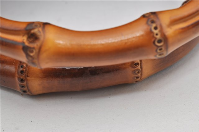 Authentic GUCCI Bamboo Shopper Medium 2Way Hand Bag Leather Metallic Beige 7821F