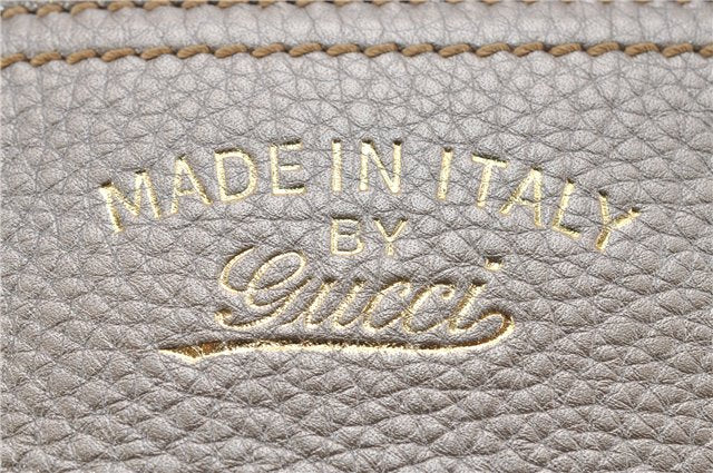 Authentic GUCCI Bamboo Shopper Medium 2Way Hand Bag Leather Metallic Beige 7821F