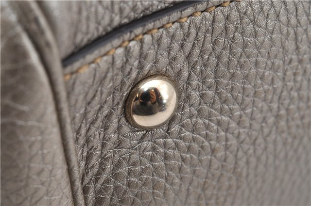 Authentic GUCCI Bamboo Shopper Medium 2Way Hand Bag Leather Metallic Beige 7821F