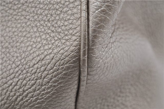 Authentic GUCCI Bamboo Shopper Medium 2Way Hand Bag Leather Metallic Beige 7821F