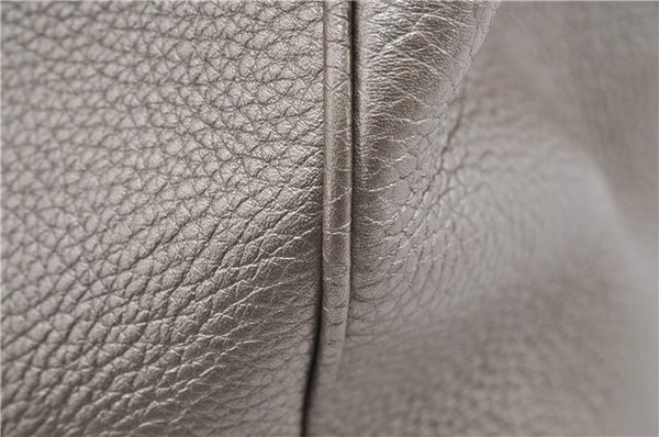 Authentic GUCCI Bamboo Shopper Medium 2Way Hand Bag Leather Metallic Beige 7821F