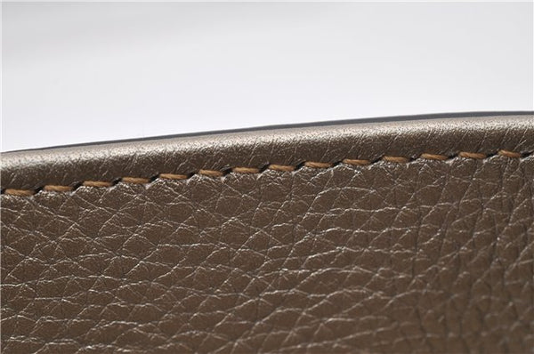 Authentic GUCCI Bamboo Shopper Medium 2Way Hand Bag Leather Metallic Beige 7821F