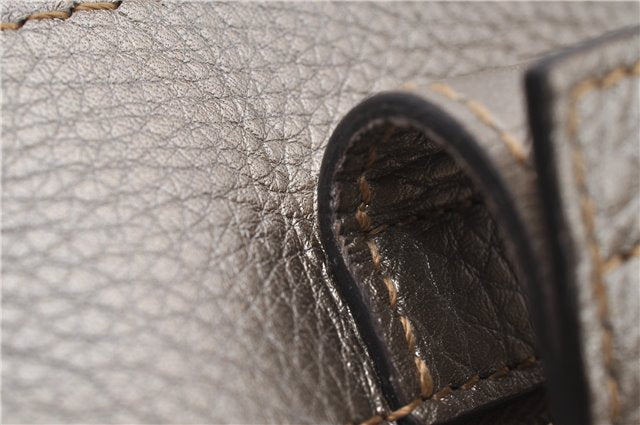 Authentic GUCCI Bamboo Shopper Medium 2Way Hand Bag Leather Metallic Beige 7821F