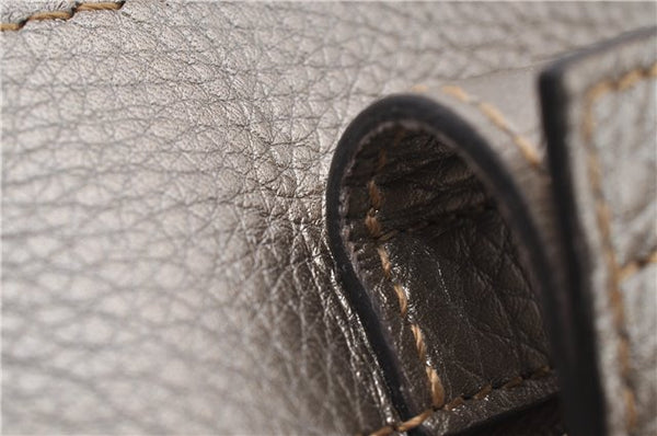 Authentic GUCCI Bamboo Shopper Medium 2Way Hand Bag Leather Metallic Beige 7821F