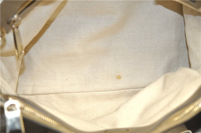 Authentic GUCCI Bamboo Shopper Medium 2Way Hand Bag Leather Metallic Beige 7821F