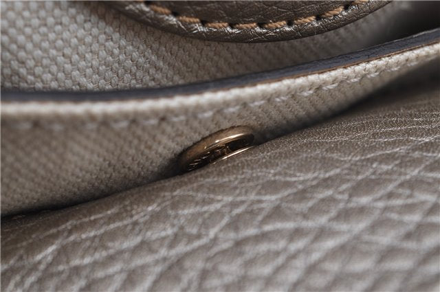 Authentic GUCCI Bamboo Shopper Medium 2Way Hand Bag Leather Metallic Beige 7821F