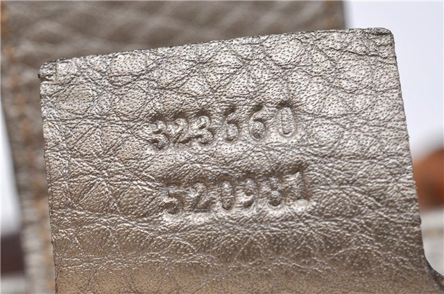 Authentic GUCCI Bamboo Shopper Medium 2Way Hand Bag Leather Metallic Beige 7821F