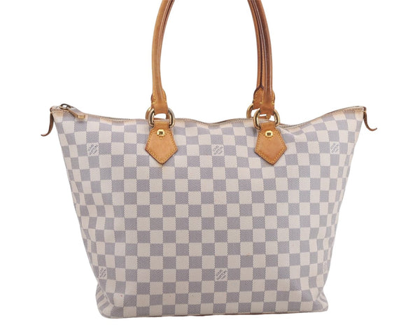 Authentic Louis Vuitton Damier Azur Saleya MM Shoulder Tote Bag N51185 LV 7823D
