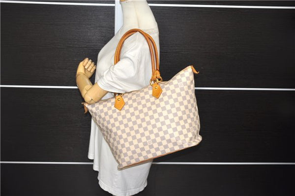 Authentic Louis Vuitton Damier Azur Saleya MM Shoulder Tote Bag N51185 LV 7823D