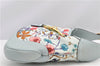 Authentic GUCCI Jackie Flora Shoulder Bag Canvas Leather 550152 Light Blue 7825F