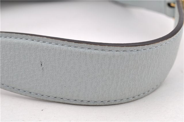 Authentic GUCCI Jackie Flora Shoulder Bag Canvas Leather 550152 Light Blue 7825F