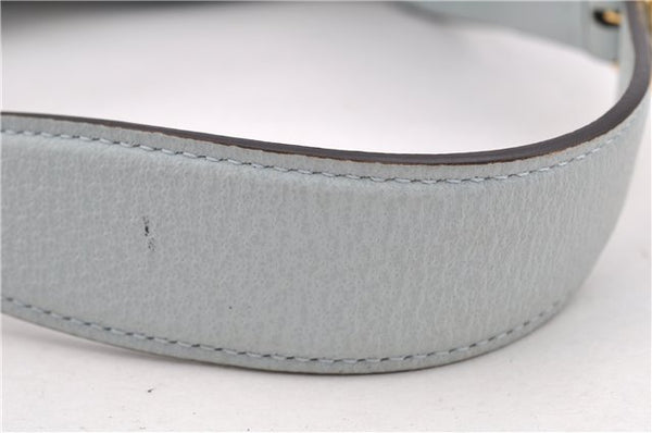 Authentic GUCCI Jackie Flora Shoulder Bag Canvas Leather 550152 Light Blue 7825F