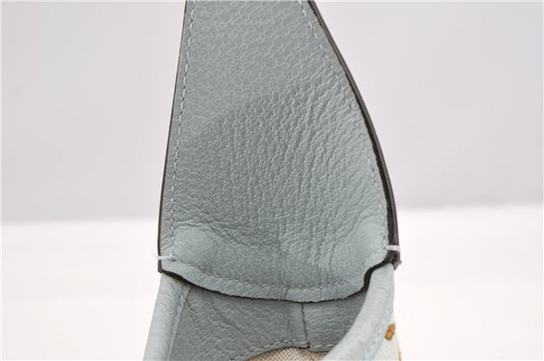 Authentic GUCCI Jackie Flora Shoulder Bag Canvas Leather 550152 Light Blue 7825F