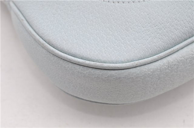 Authentic GUCCI Jackie Flora Shoulder Bag Canvas Leather 550152 Light Blue 7825F