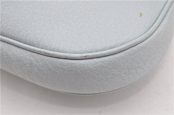 Authentic GUCCI Jackie Flora Shoulder Bag Canvas Leather 550152 Light Blue 7825F