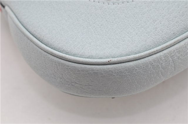 Authentic GUCCI Jackie Flora Shoulder Bag Canvas Leather 550152 Light Blue 7825F