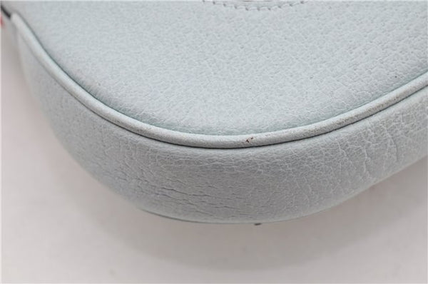 Authentic GUCCI Jackie Flora Shoulder Bag Canvas Leather 550152 Light Blue 7825F