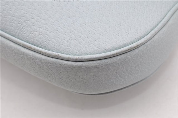 Authentic GUCCI Jackie Flora Shoulder Bag Canvas Leather 550152 Light Blue 7825F