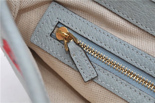 Authentic GUCCI Jackie Flora Shoulder Bag Canvas Leather 550152 Light Blue 7825F