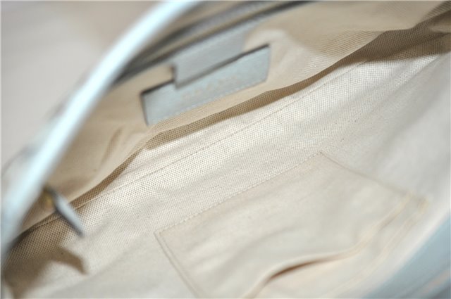 Authentic GUCCI Jackie Flora Shoulder Bag Canvas Leather 550152 Light Blue 7825F