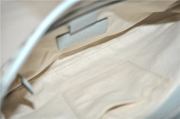 Authentic GUCCI Jackie Flora Shoulder Bag Canvas Leather 550152 Light Blue 7825F