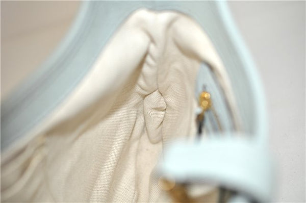 Authentic GUCCI Jackie Flora Shoulder Bag Canvas Leather 550152 Light Blue 7825F