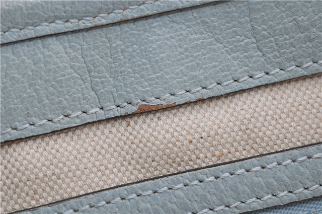 Authentic GUCCI Jackie Flora Shoulder Bag Canvas Leather 550152 Light Blue 7825F