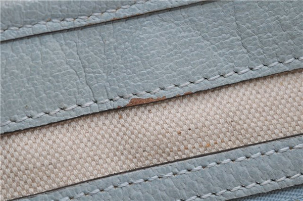 Authentic GUCCI Jackie Flora Shoulder Bag Canvas Leather 550152 Light Blue 7825F