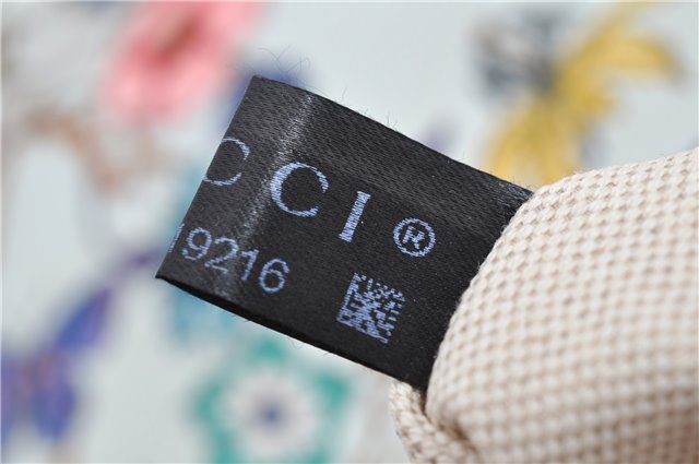 Authentic GUCCI Jackie Flora Shoulder Bag Canvas Leather 550152 Light Blue 7825F