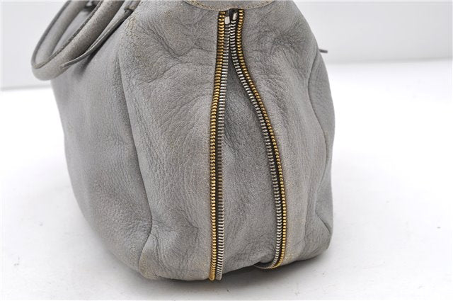 Authentic PRADA Leather 2Way Hand Shoulder Bag Purse Gray 7829C