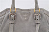 Authentic PRADA Leather 2Way Hand Shoulder Bag Purse Gray 7829C