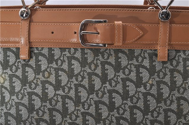 Authentic Christian Dior Trotter Shoulder Hand Bag Canvas Leather Green 7831F
