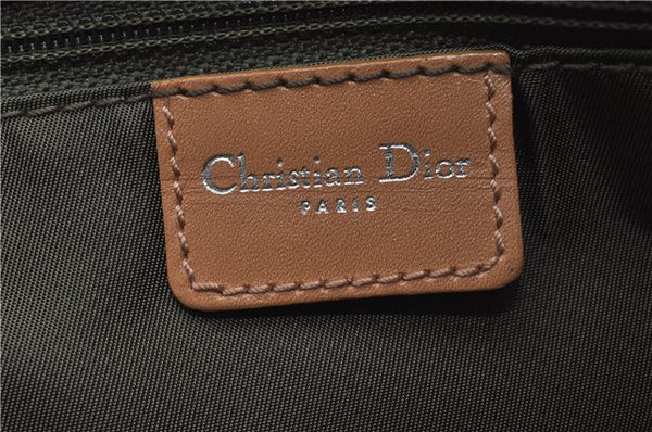 Authentic Christian Dior Trotter Shoulder Hand Bag Canvas Leather Green 7831F