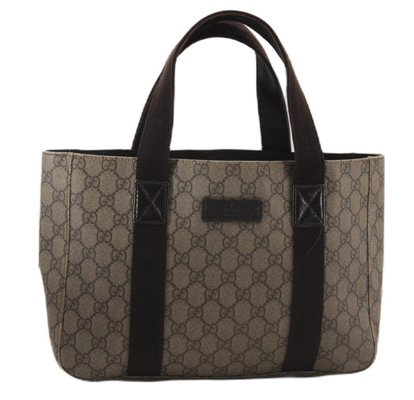 Authentic GUCCI Vintage Tote Hand Bag GG PVC Leather 141976 Brown 7836F