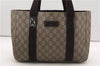 Authentic GUCCI Vintage Tote Hand Bag GG PVC Leather 141976 Brown 7836F