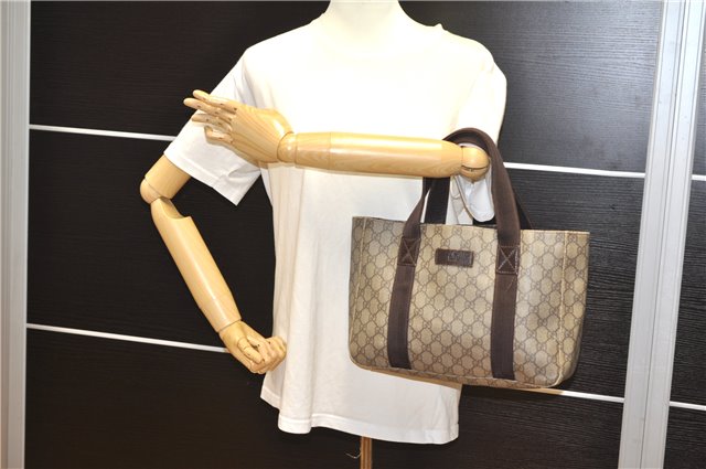 Authentic GUCCI Vintage Tote Hand Bag GG PVC Leather 141976 Brown 7836F