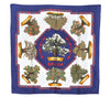 Authentic HERMES Carre 90 Scarf "BONSAI" Silk Blue Box 7839E