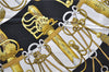 Authentic HERMES Carre 90 Scarf "Cliquetis" Silk Black 7841D