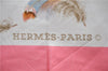 Authentic HERMES Carre 90 Scarf "PLUMES " Silk Pink 7843D