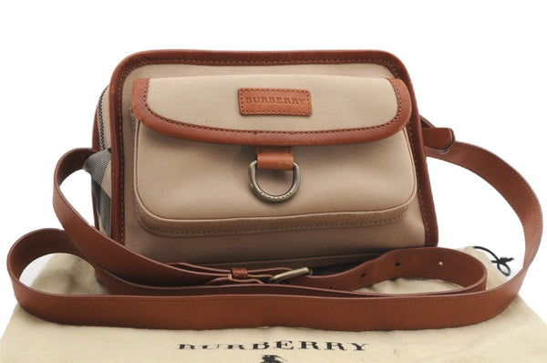 Authentic BURBERRY Vintage Canvas Leather Shoulder Cross Body Bag Beige 7844F