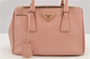 Authentic PRADA Saffiano Lux Leather 2Way Shoulder Hand Bag BN2316 Pink 7853F