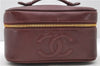 Authentic CHANEL Caviar Skin Vanity Cosmetic Bag Bordeaux Red 7855C