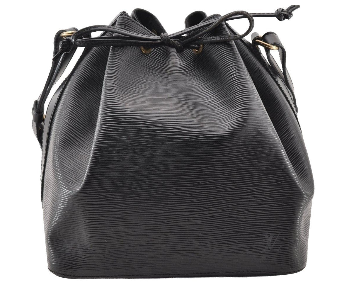 Authentic Louis Vuitton Epi Petit Noe Shoulder Drawstring Bag M59012 Black 7855I