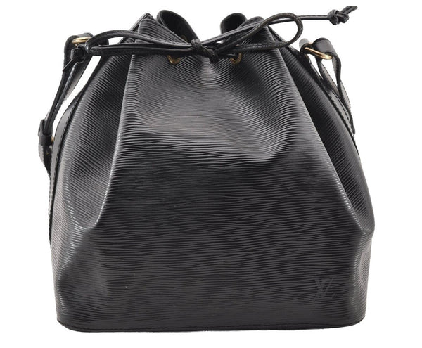 Authentic Louis Vuitton Epi Petit Noe Shoulder Drawstring Bag M59012 Black 7855I
