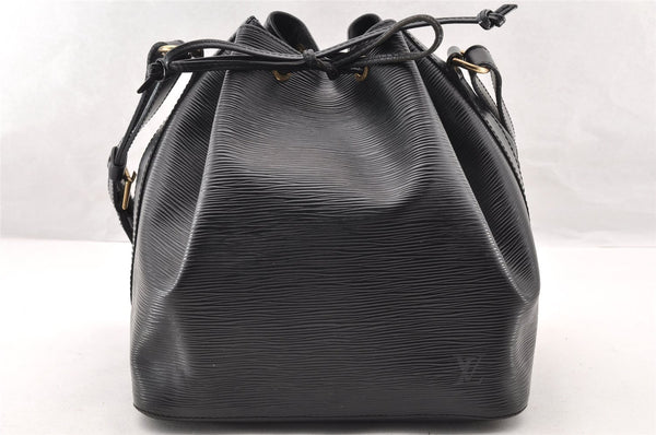 Authentic Louis Vuitton Epi Petit Noe Shoulder Drawstring Bag M59012 Black 7855I