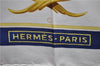 Authentic HERMES Carre 90 Scarf Crown Motif Silk White 7856D