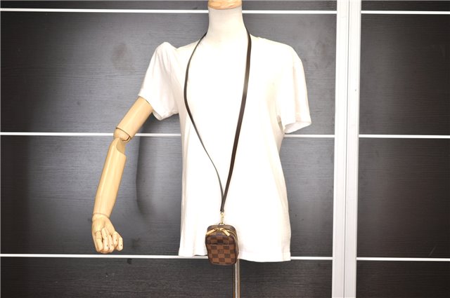 Authentic Louis Vuitton Damier Etui Okapi PM Camera Case Pouch N61738 LV 7856F